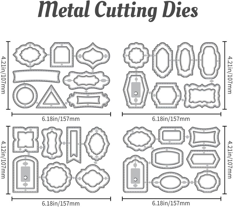 twinklemon 30 Styles Labels Die Cuts for Card Making Backgrounds Frame Metal Cutting Die for Scrapbooking Carbon Steel Embossing Template Tab Note Cutting Dies DIY Cards Album Crafts Supplies - Image 2